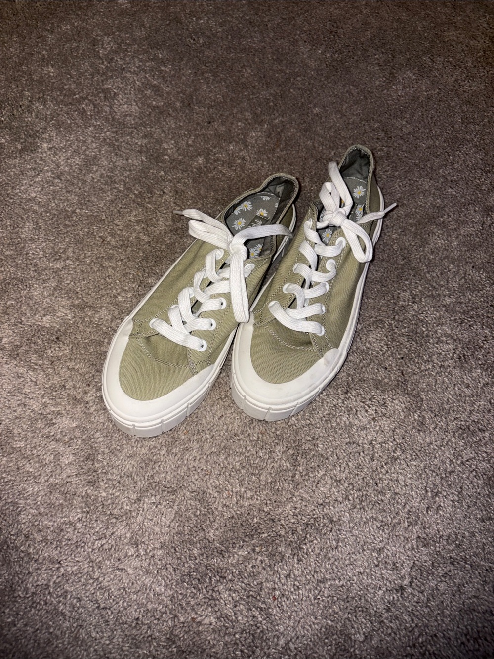 Mad Love Olive Green Canvas Low-Top Sneakers with White Soles size 11